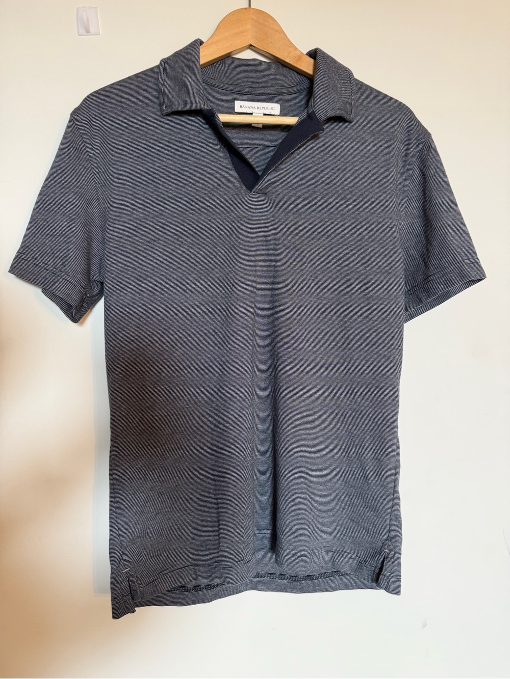 Banana Republic Men's Short Sleeve Polo - Heather Blue Gray